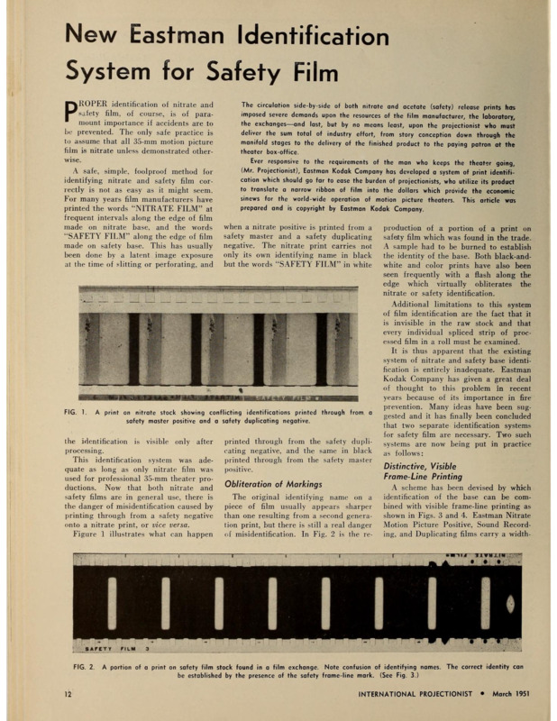 "New Eastman Identification System for Safety Film"